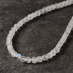 Moonstone Faceted 4mm Barrel 16" Necklace with Sterling Silver Extender