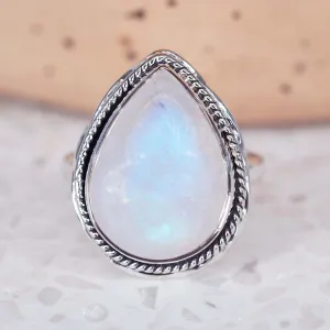 Moonstone Rain Drop Double Twist Ring