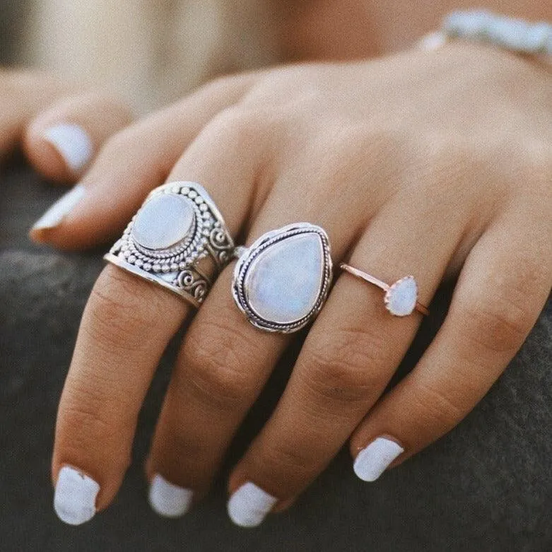 Moonstone Rain Drop Double Twist Ring