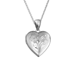 Mountz Collection Engraved Heart Locket in Sterling Silver