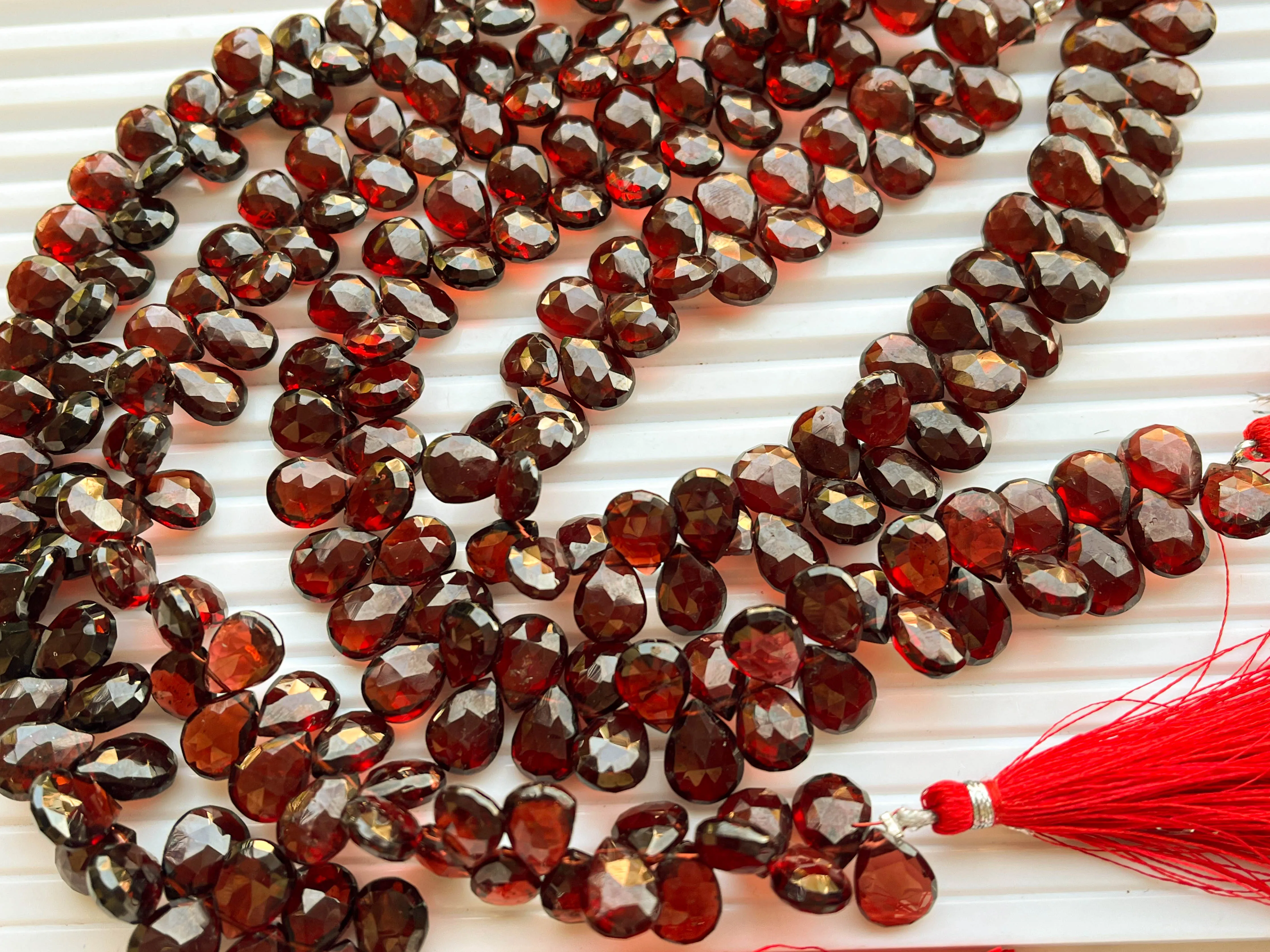 Mozambique Garnet Pear Shape Faceted Briolette