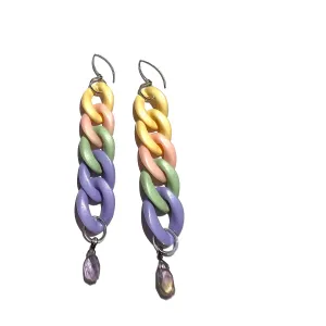 MPR x IMAGINARIUM: Pastel Triple Rectangle Chain   Aquamarine Earrings