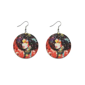 Multicolored Queen Wooden Earring Multicolored Queen Wooden Earring