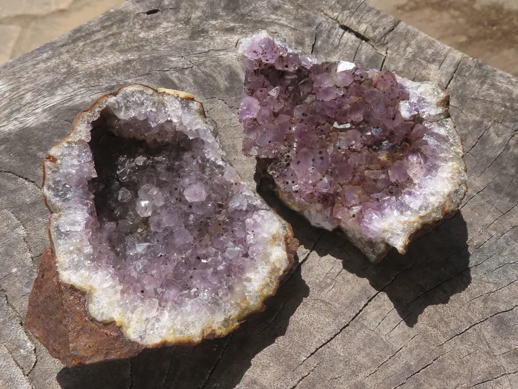 Natural Dark Amethyst Crystal Geodes & Plates x 12 From Zululand, South Africa