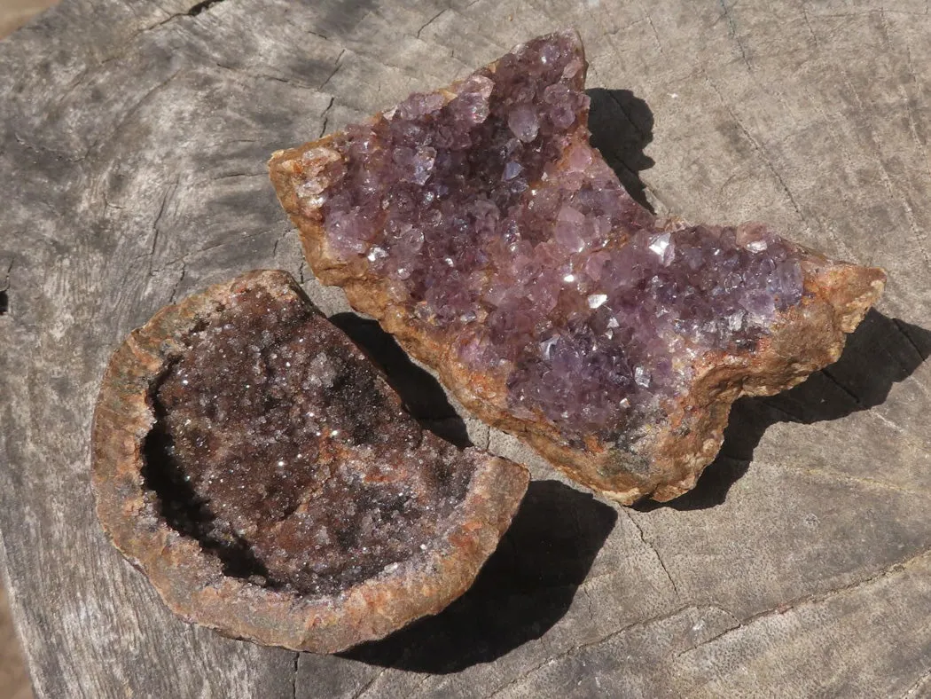 Natural Dark Amethyst Crystal Geodes & Plates x 12 From Zululand, South Africa