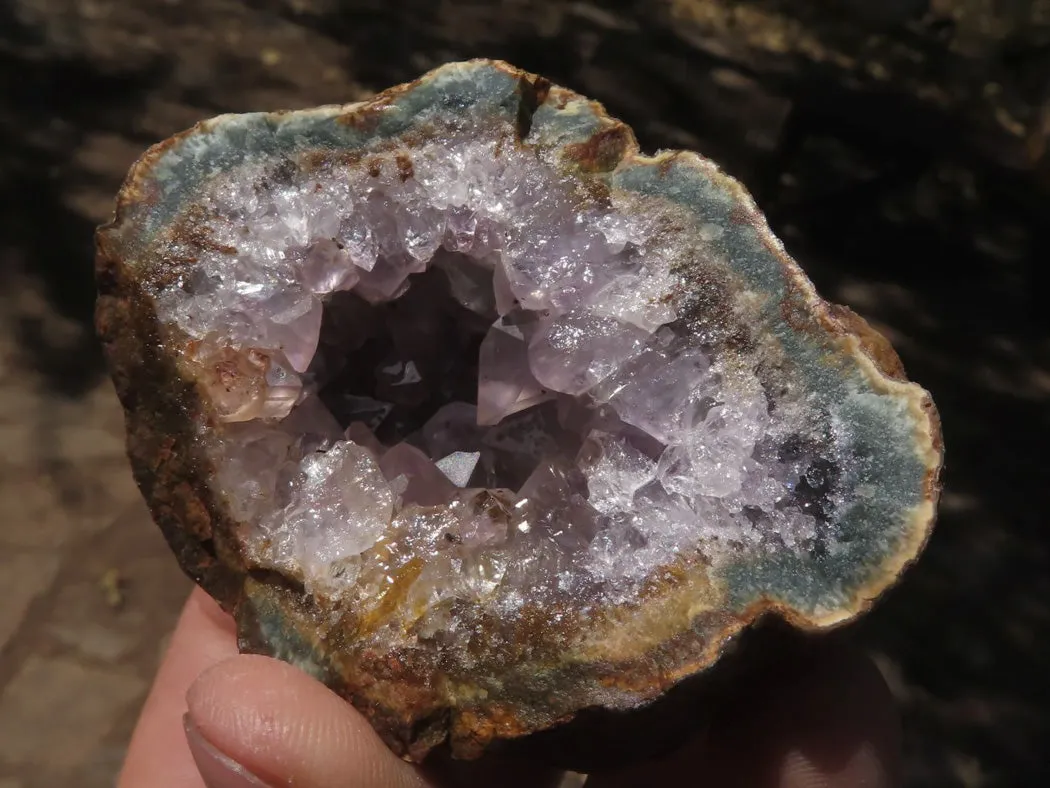 Natural Dark Amethyst Crystal Geodes & Plates x 12 From Zululand, South Africa