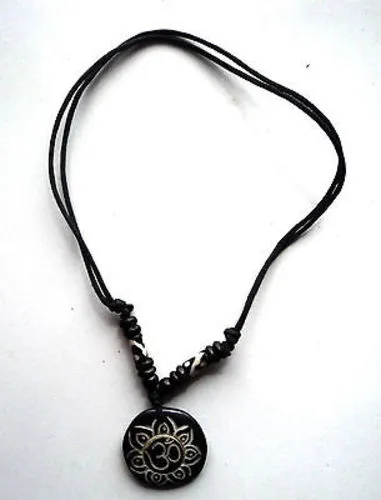 Om In A Flower Bone Pendant Necklace