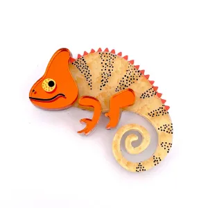 Orange 🍊 chameleon - mini Brooch - Set of 2