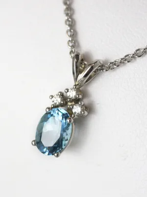 Oval Aquamarine & Diamond Pendant