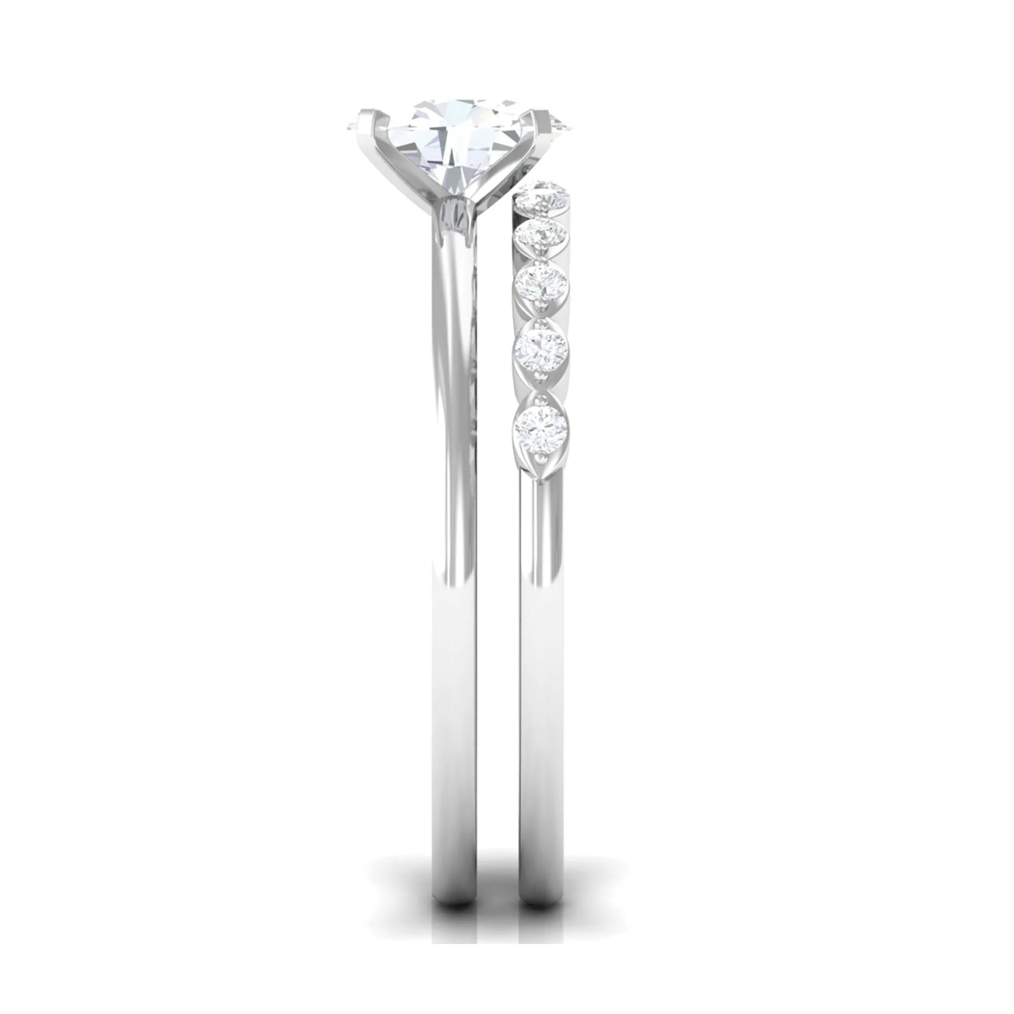 Oval Cut Moissanite Solitaire Bridal Ring Set