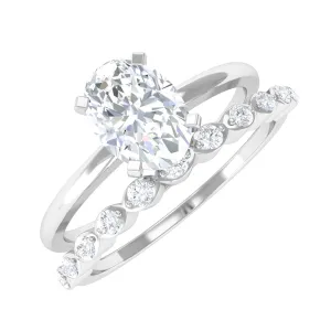 Oval Cut Moissanite Solitaire Bridal Ring Set