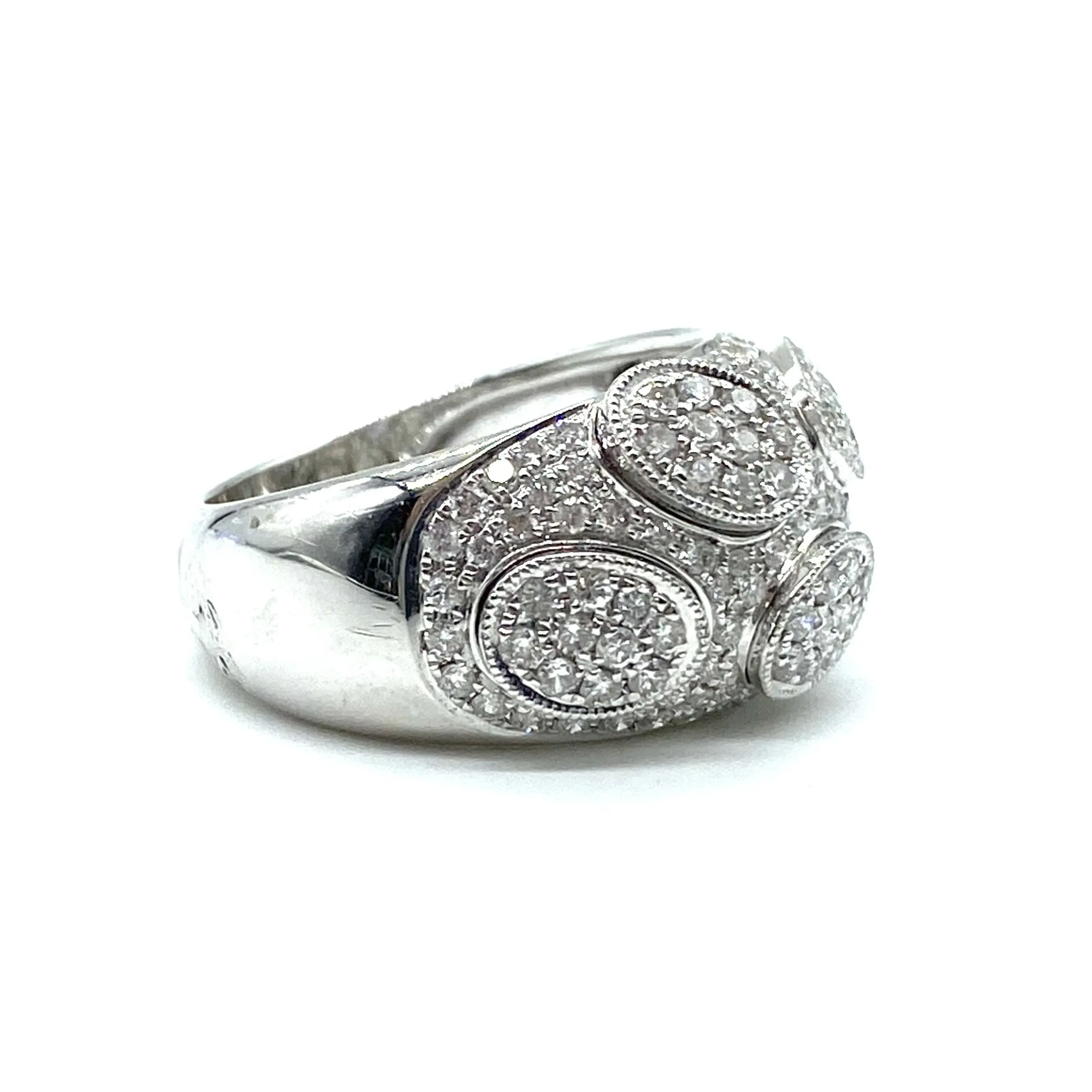 Pave Set Diamond Milgrain Ring