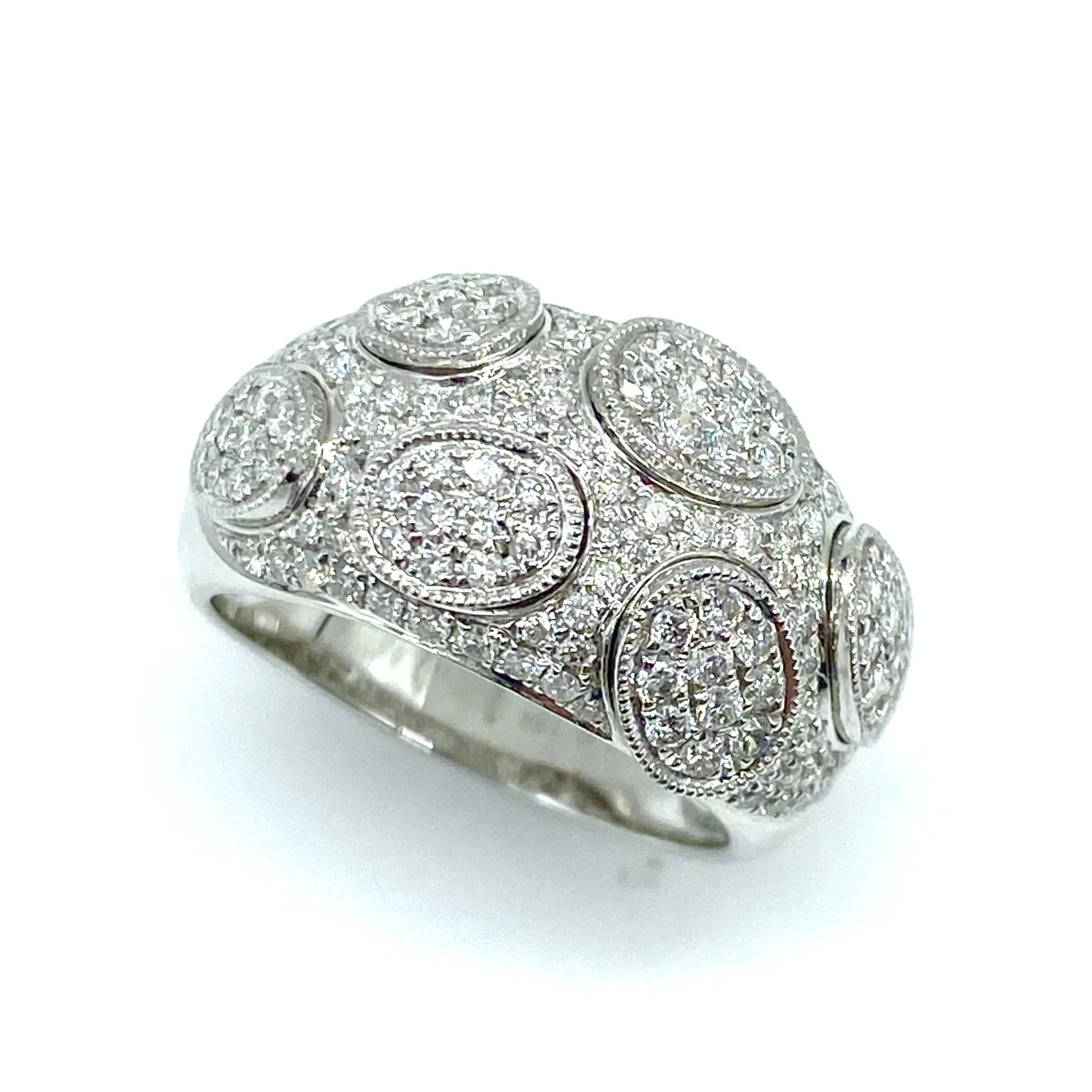 Pave Set Diamond Milgrain Ring