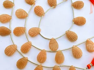 Peach Moonstone Carved Briolette Beads