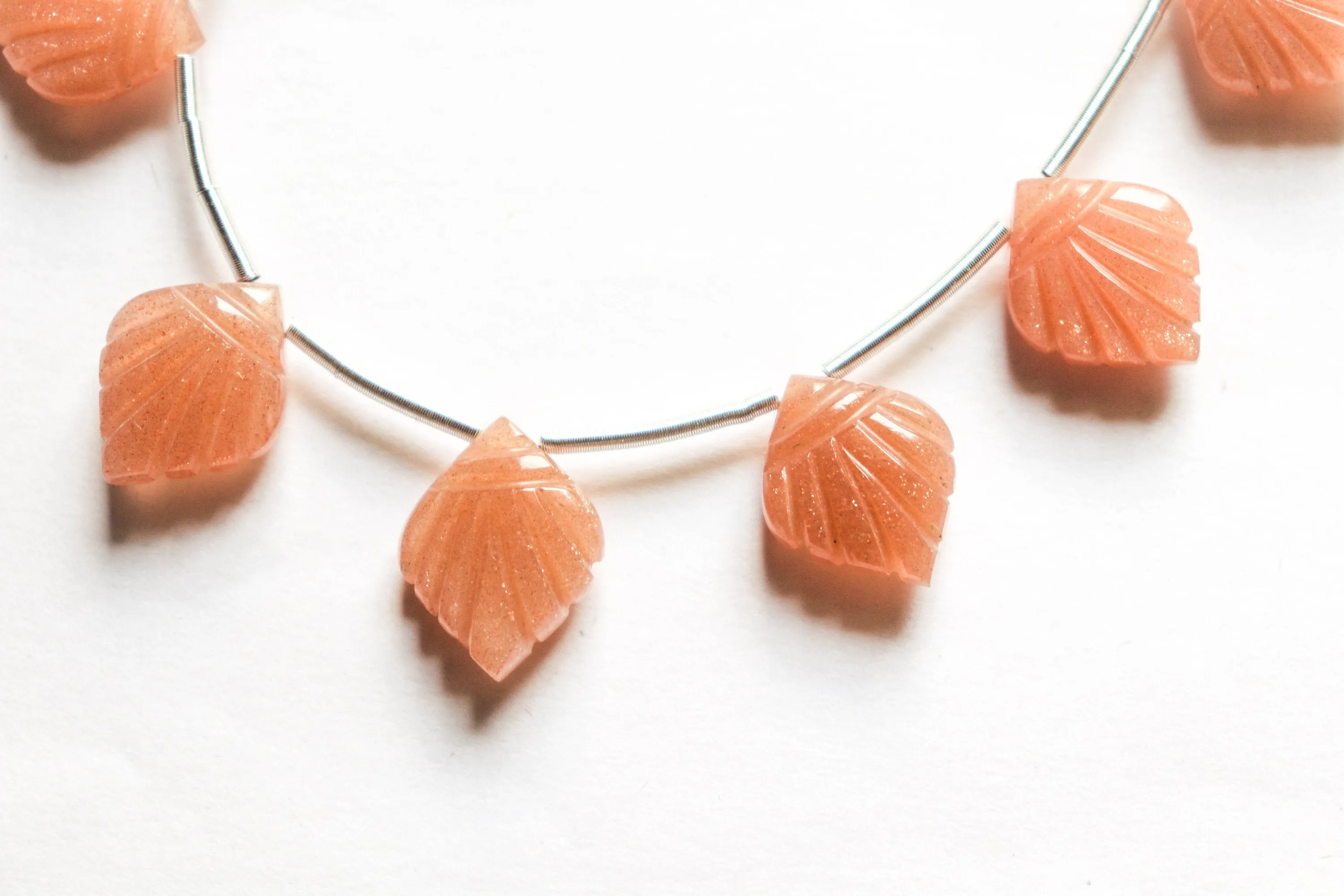 PEACH MOONSTONE Carved fancy shape beads