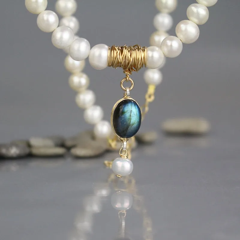 Pearl Labradorite Pendant Necklace