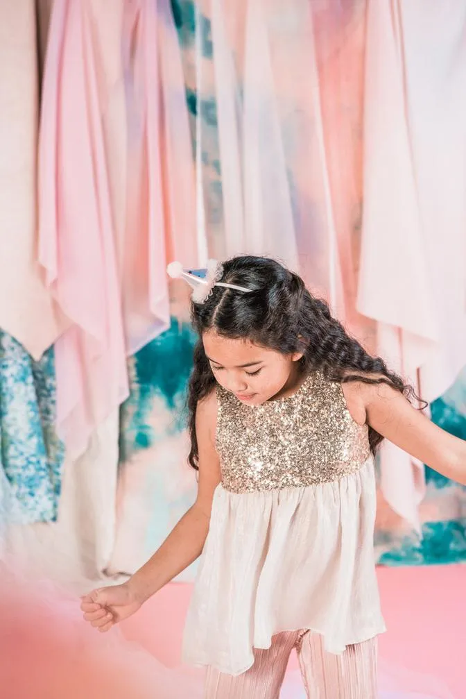 Perfect Starry Tulle Party Hat with Headband - Blush