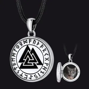 Personalized Viking Valknut Locket Necklace With Picture for Men