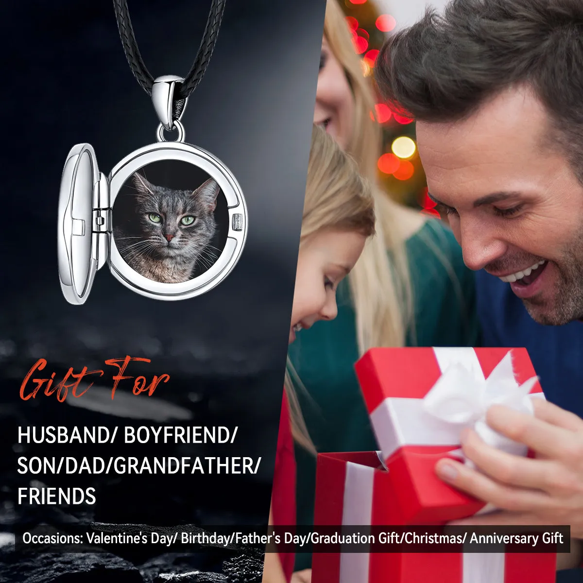 Personalized Viking Valknut Locket Necklace With Picture for Men