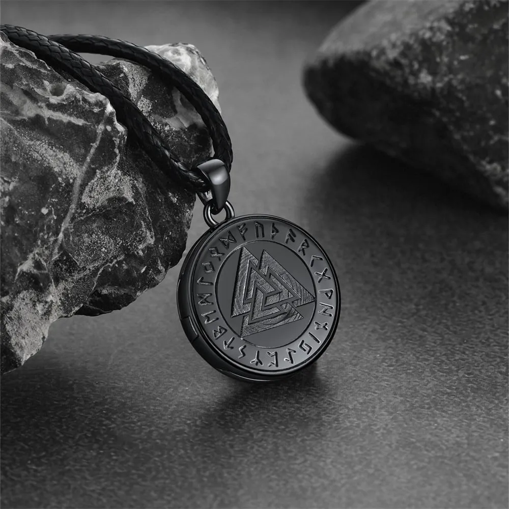 Personalized Viking Valknut Locket Necklace With Picture for Men