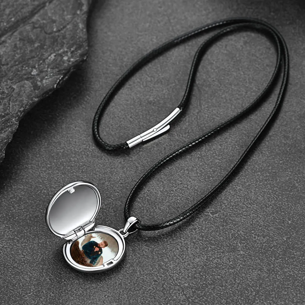 Personalized Viking Valknut Locket Necklace With Picture for Men