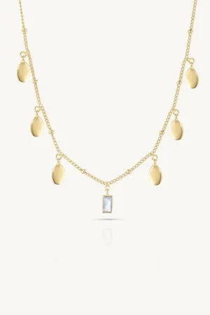 Petal Moonstone Gold Necklace