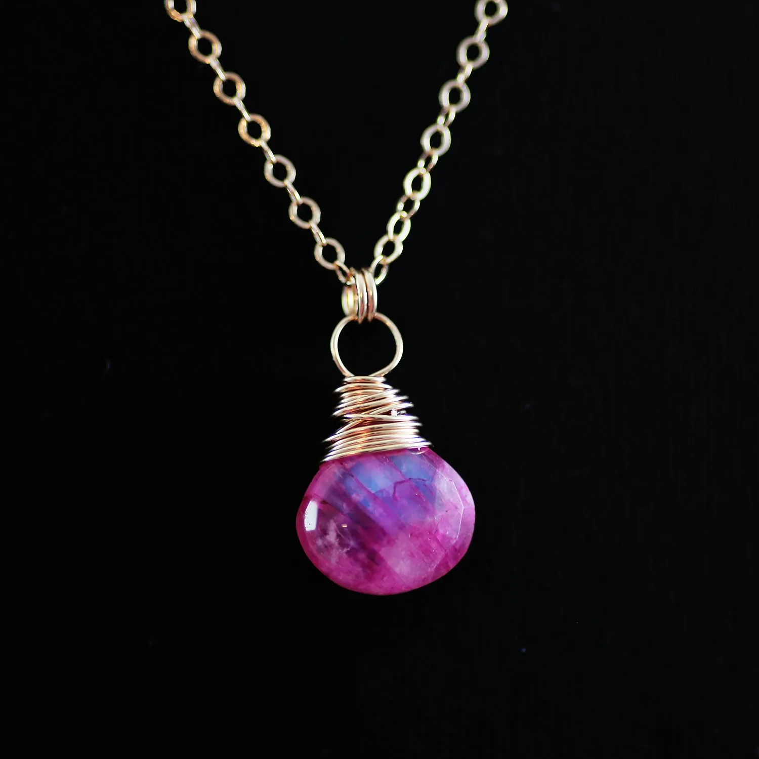 Pink Moonstone Rose Gold Dangle Necklace