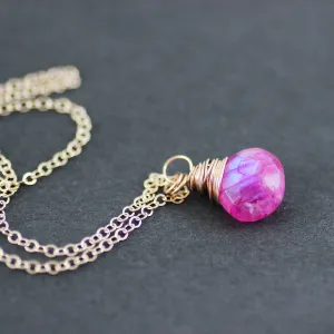 Pink Moonstone Rose Gold Dangle Necklace