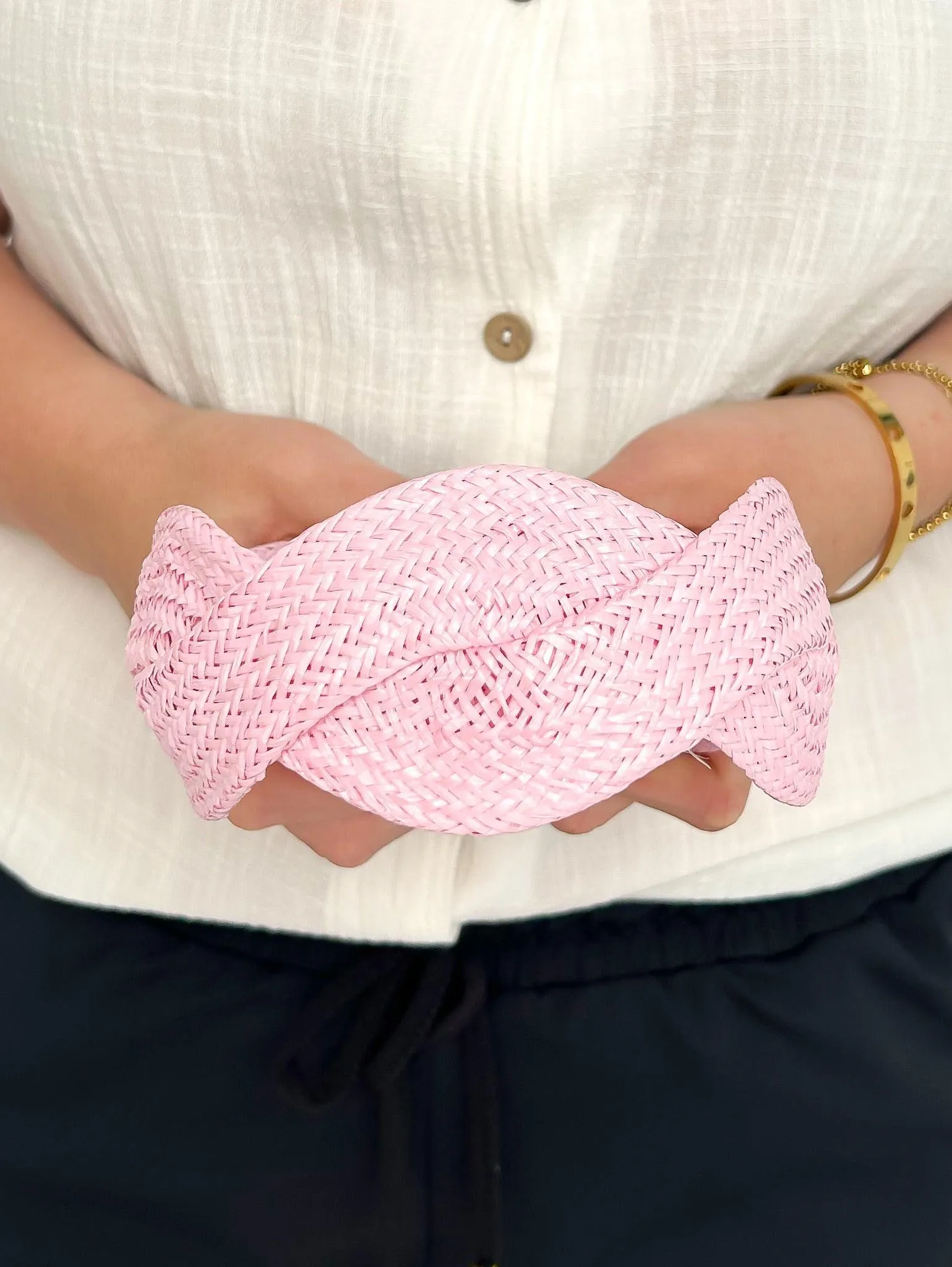 Pink Straw Headband