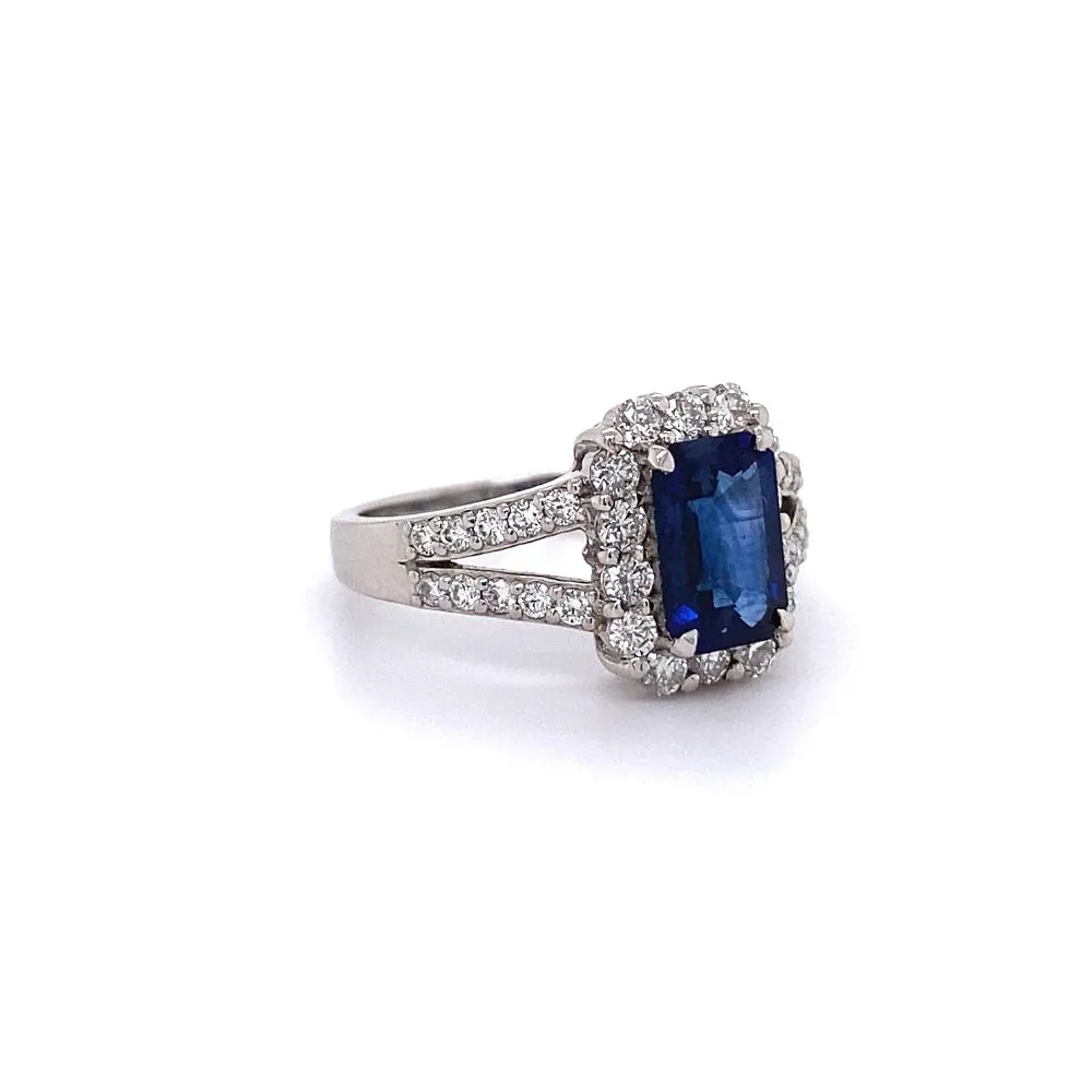 Platinum 1.47tcw Emerald Cut Sapphire & .72tcw Diamond Ring Regard Jewelry Austin Texas