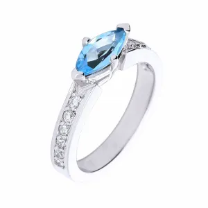 Platinum marquise Aquamarine and diamond ring