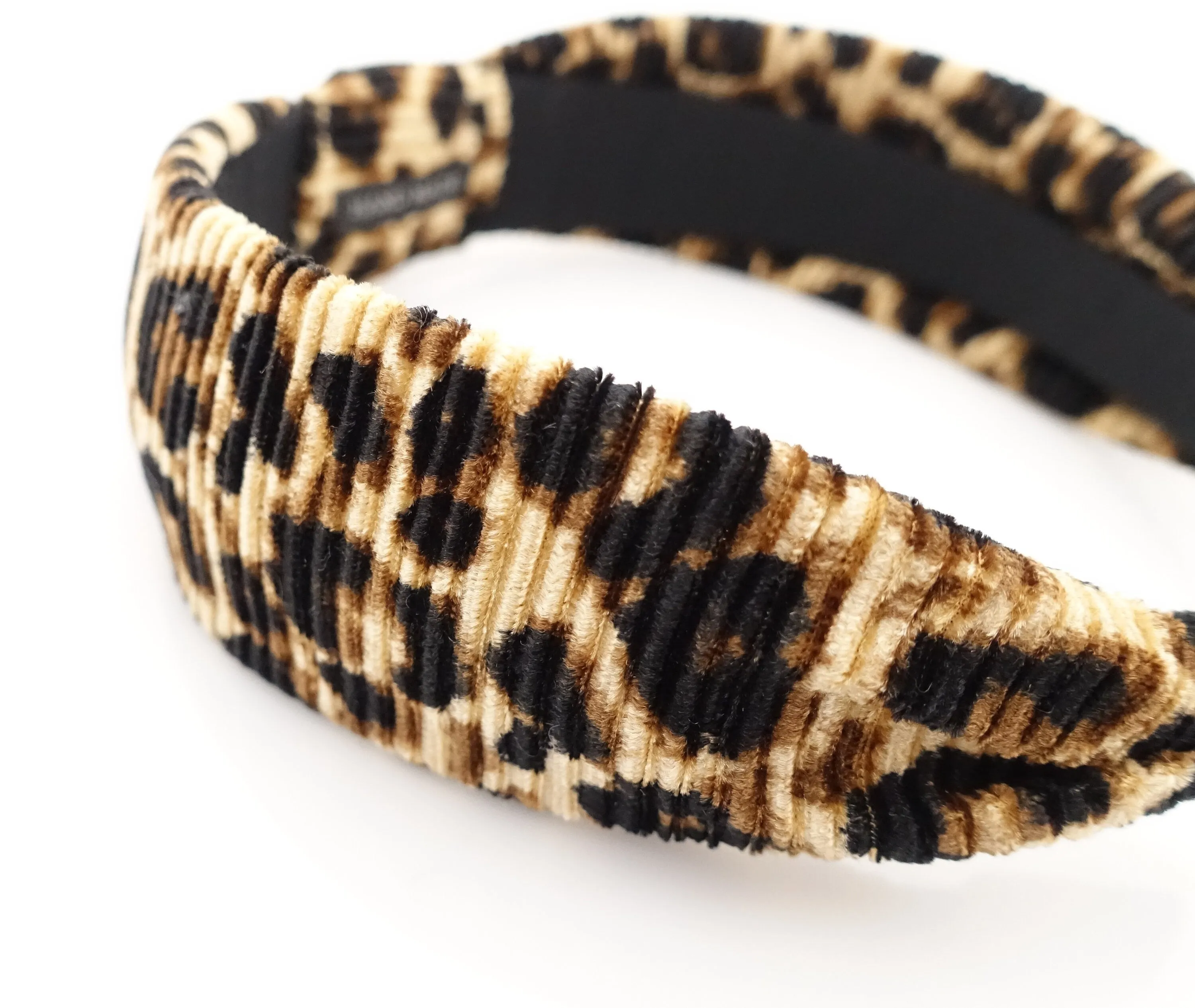 pleated leopard print hairband fashion women top knot headband