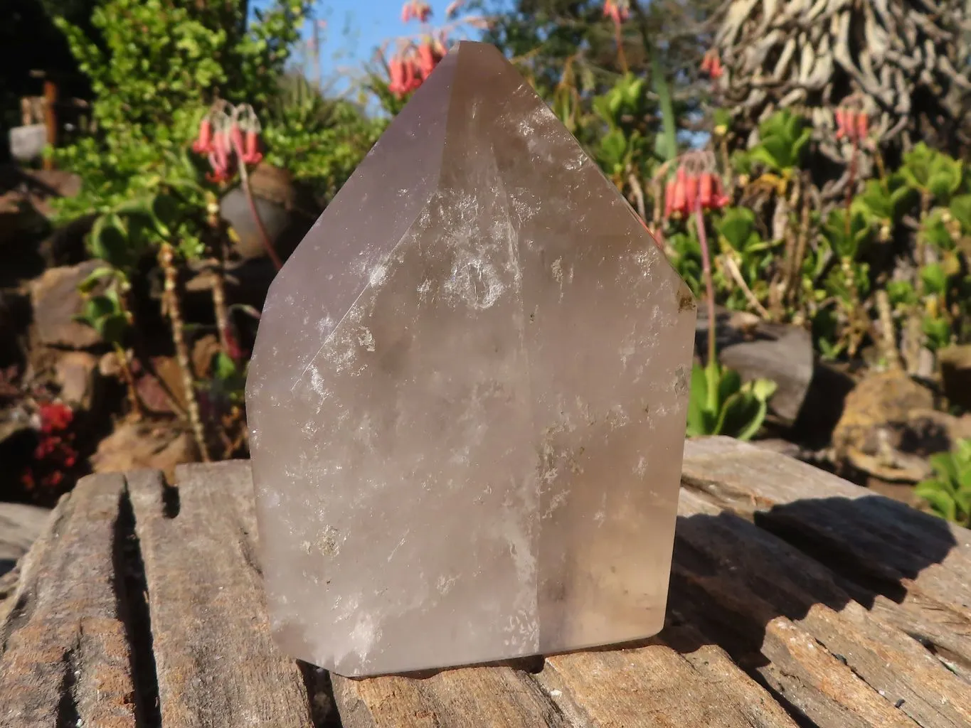 Polished Clear & Smokey Quartz Points  x 2 From Madagascar