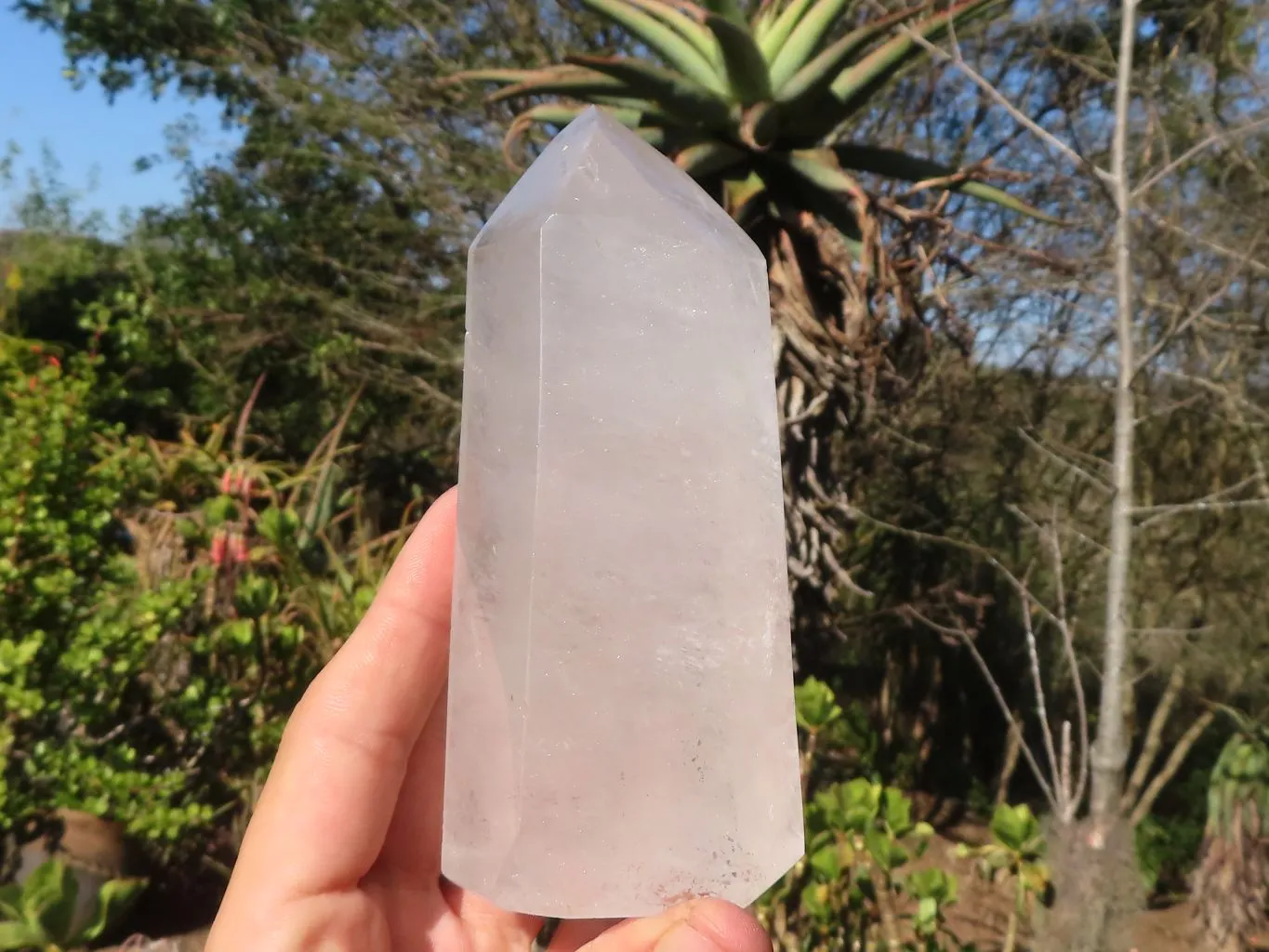 Polished Clear & Smokey Quartz Points  x 2 From Madagascar