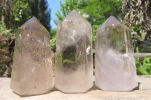 Polished Clear Smokey Quartz Points x 6 From Madagascar