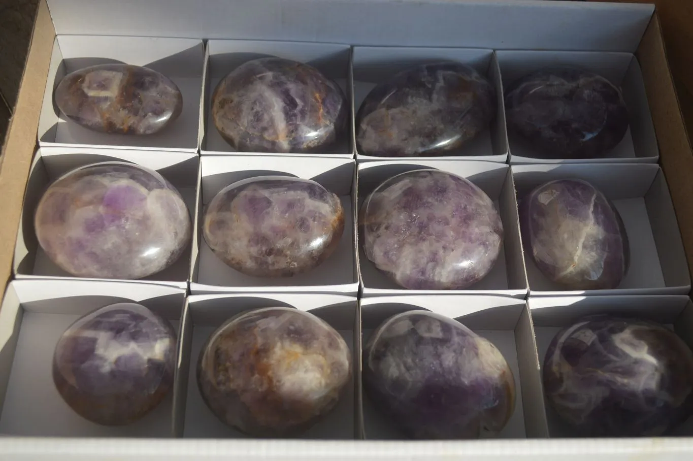 Polished Dream Amethyst Galet / Palm Stones x 12 From Madagascar