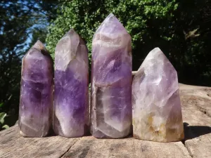 Polished Gemmy Smokey Amethyst Points x 4 From Madagascar