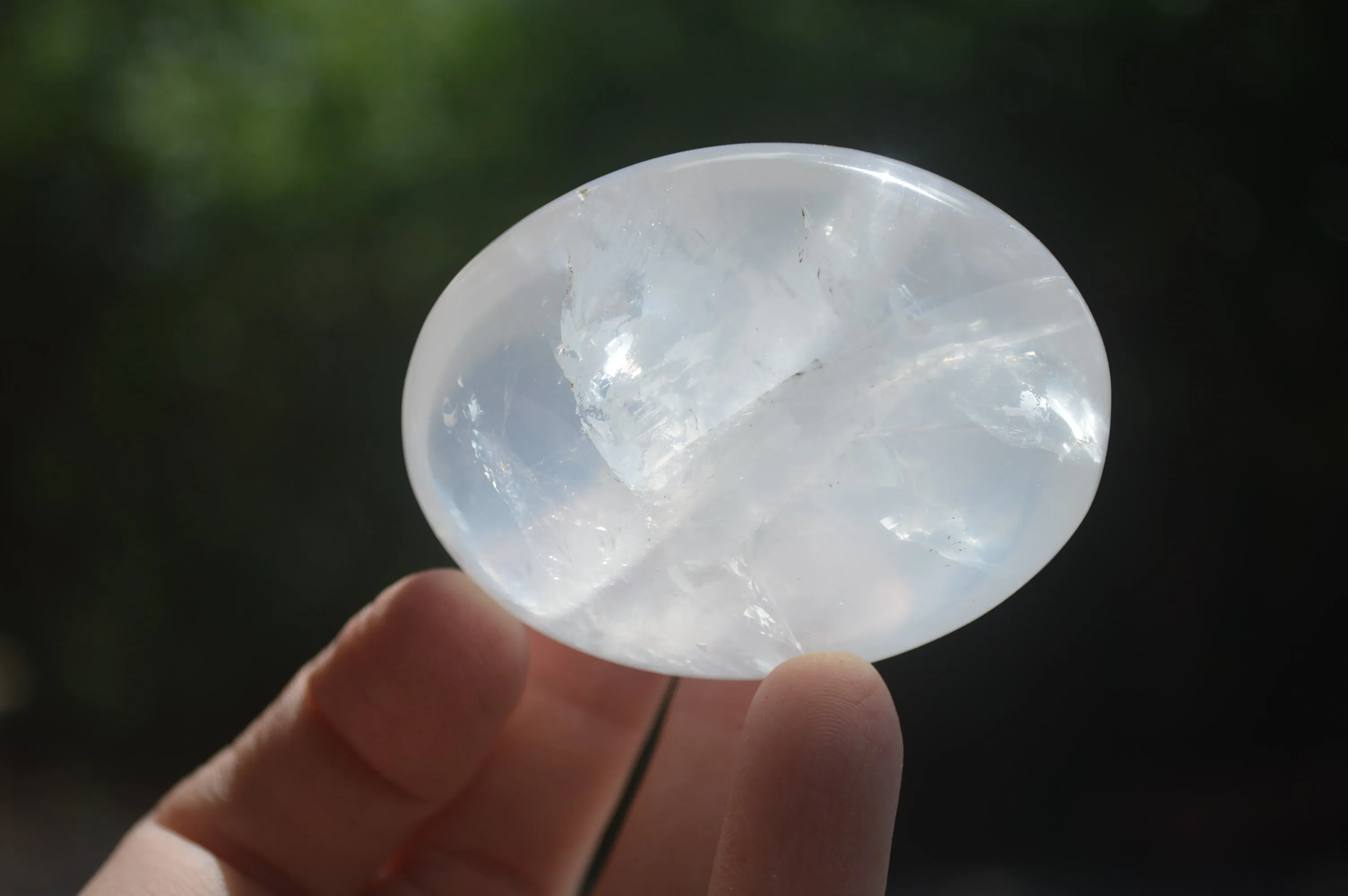 Polished Girasol Pearl Quartz Palm Stones x 12 From Ambatondrazaka, Madagascar