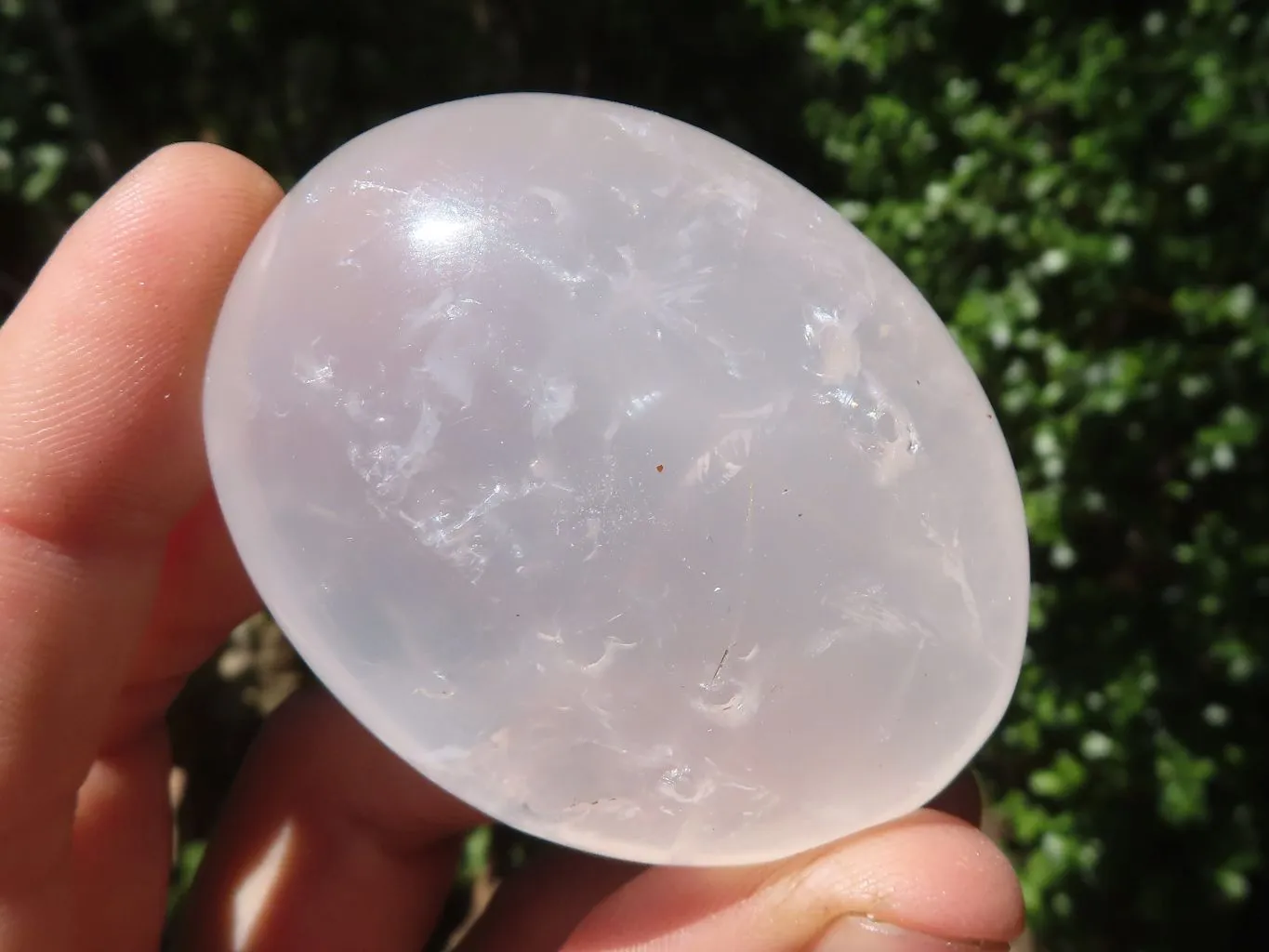 Polished Large Girasol Pearl Quartz Galet / Palm Stones x 12 From Ambatondrazaka, Madagascar