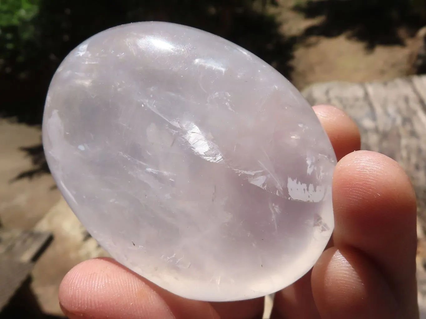Polished Large Girasol Pearl Quartz Galet / Palm Stones x 12 From Ambatondrazaka, Madagascar