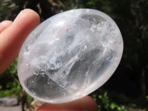 Polished Large Girasol Pearl Quartz Galet / Palm Stones x 12 From Ambatondrazaka, Madagascar