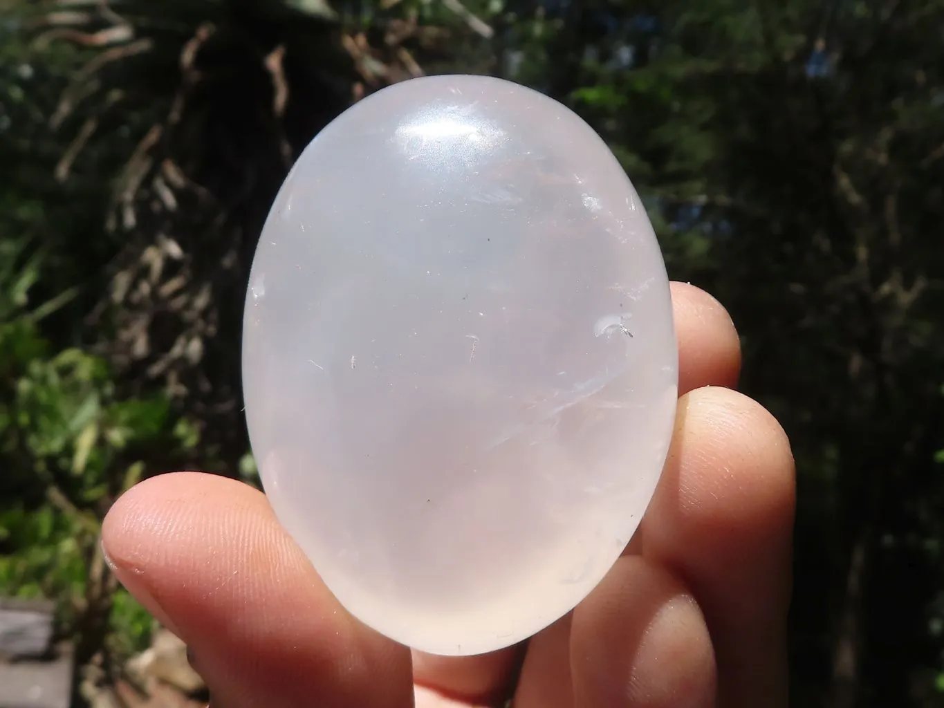 Polished Large Girasol Pearl Quartz Galet / Palm Stones x 12 From Ambatondrazaka, Madagascar