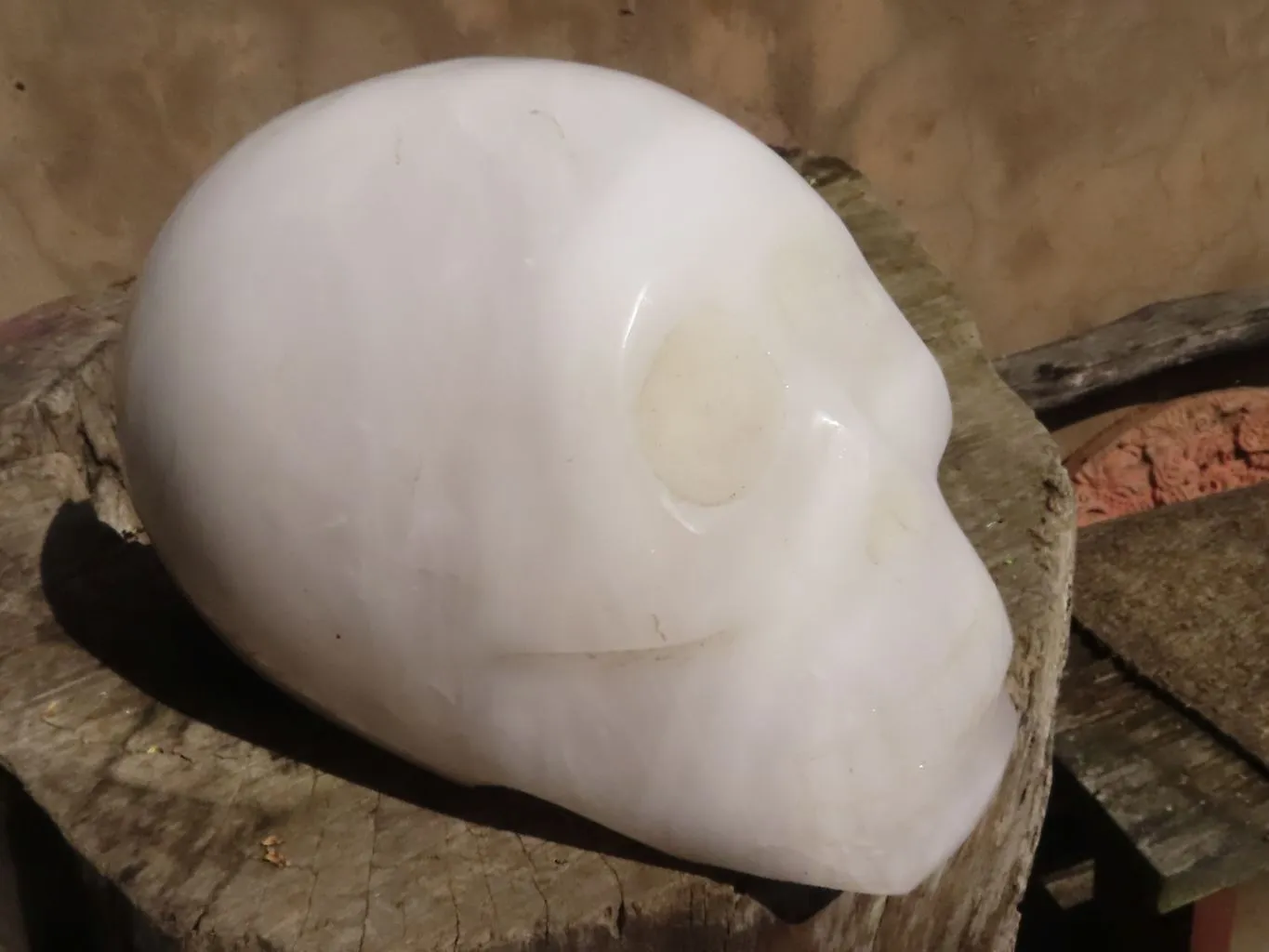 Polished Large White Quartz Skull Carving x 1 From Madagascar