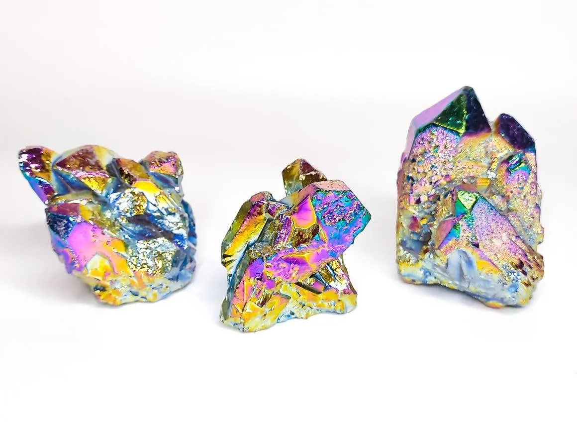 Rainbow Titanium Aura Quartz Clusters 217gm