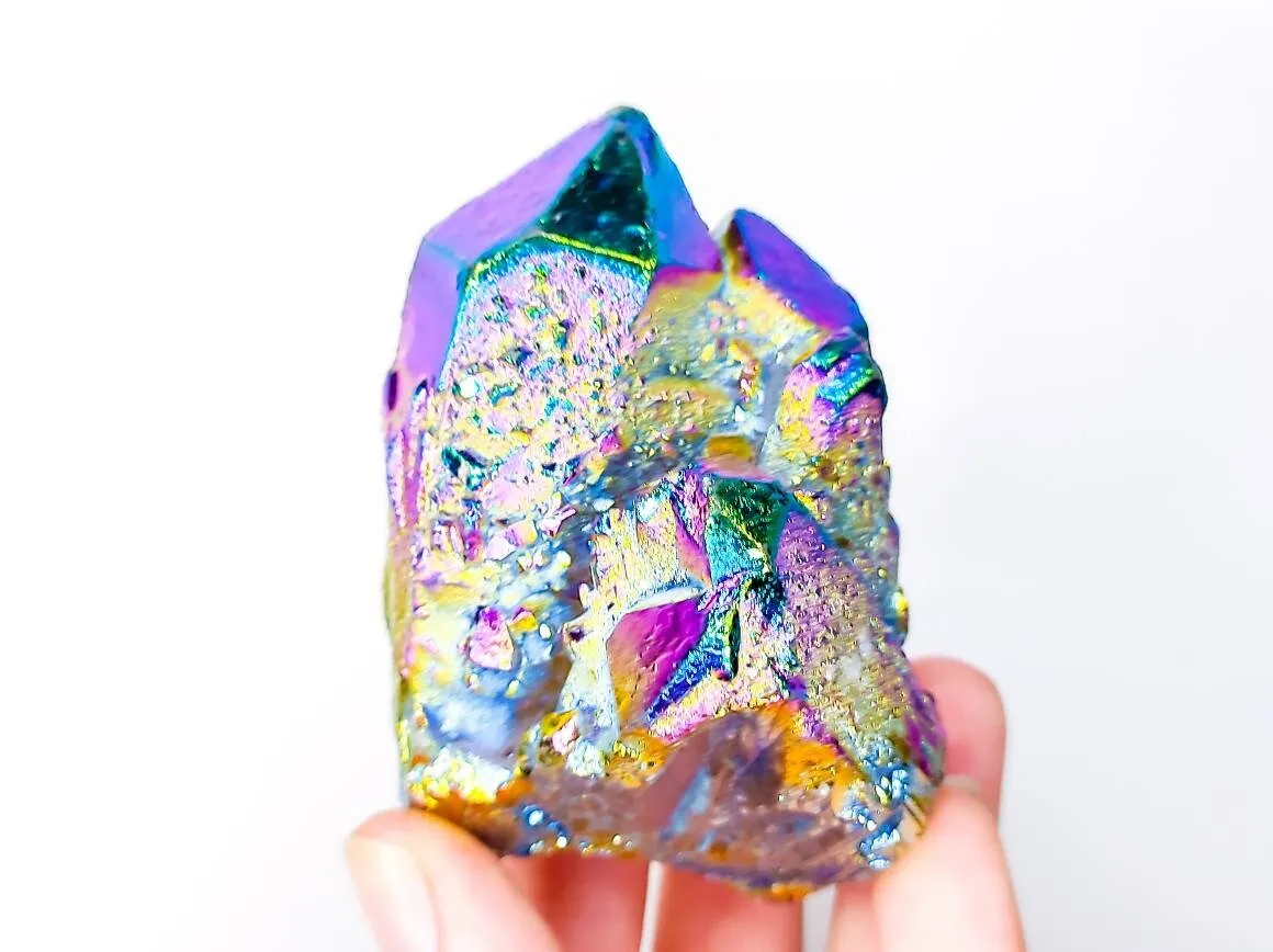 Rainbow Titanium Aura Quartz Clusters 217gm