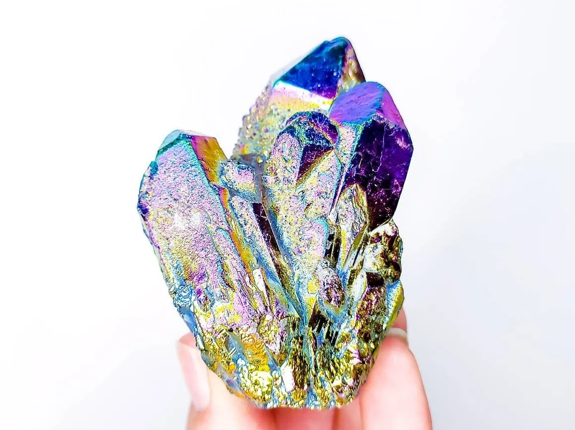 Rainbow Titanium Aura Quartz Clusters 217gm