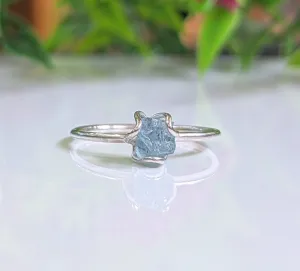 Raw Aquamarine flower ring