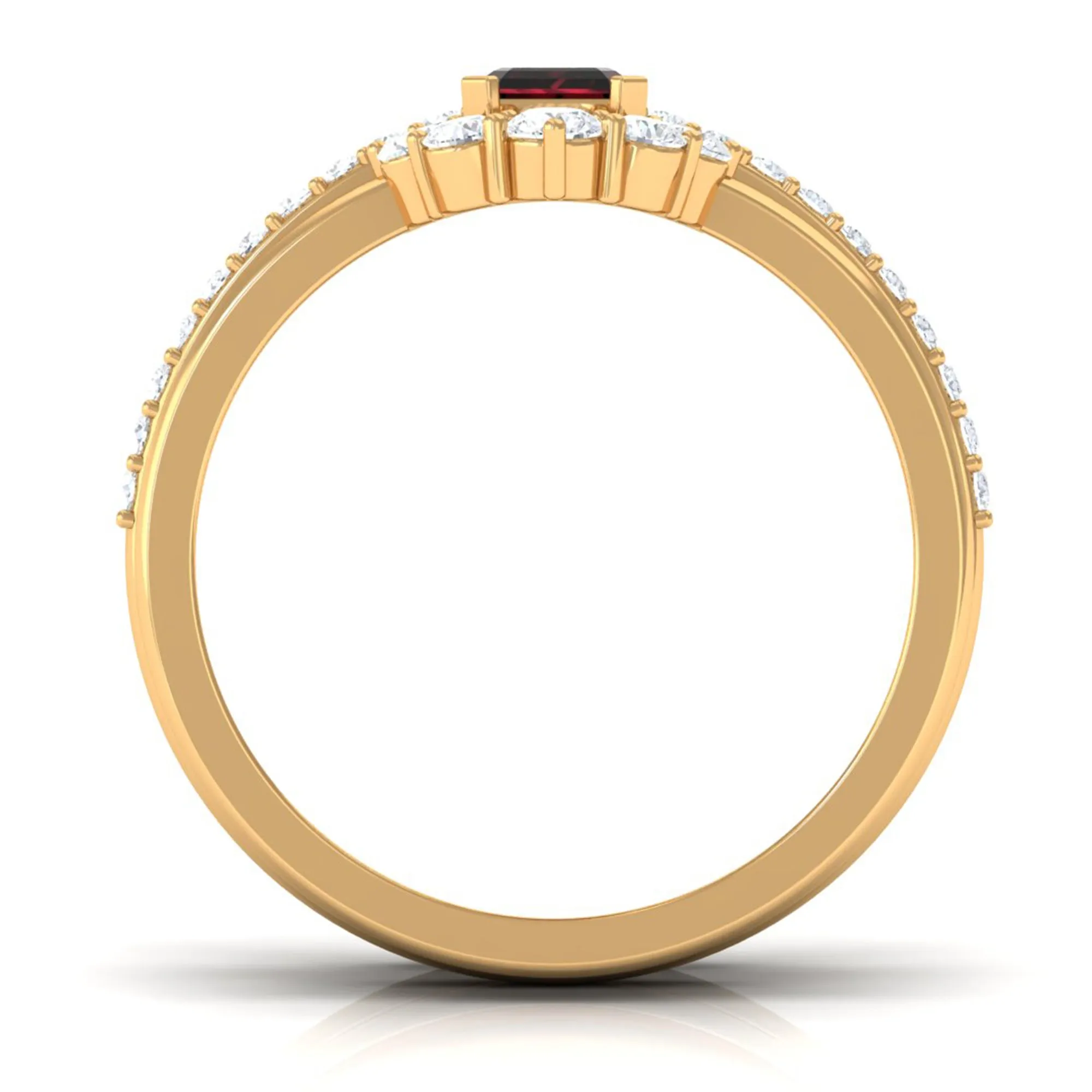 Real Garnet Solitaire Engagement Ring Set with Diamond