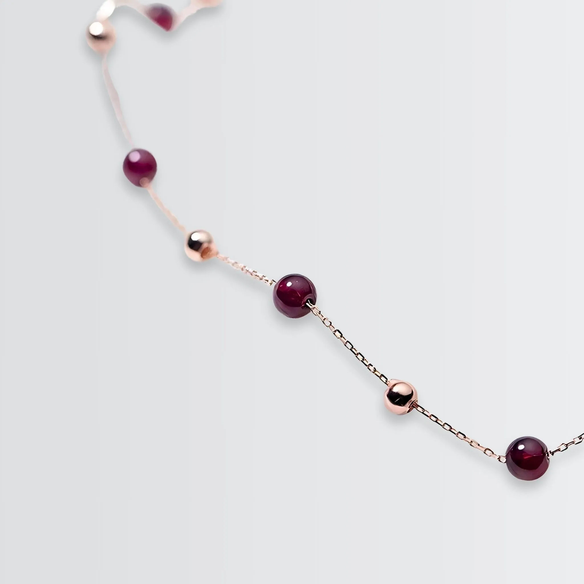 Refined Red Garnet Beads Minimal Necklace