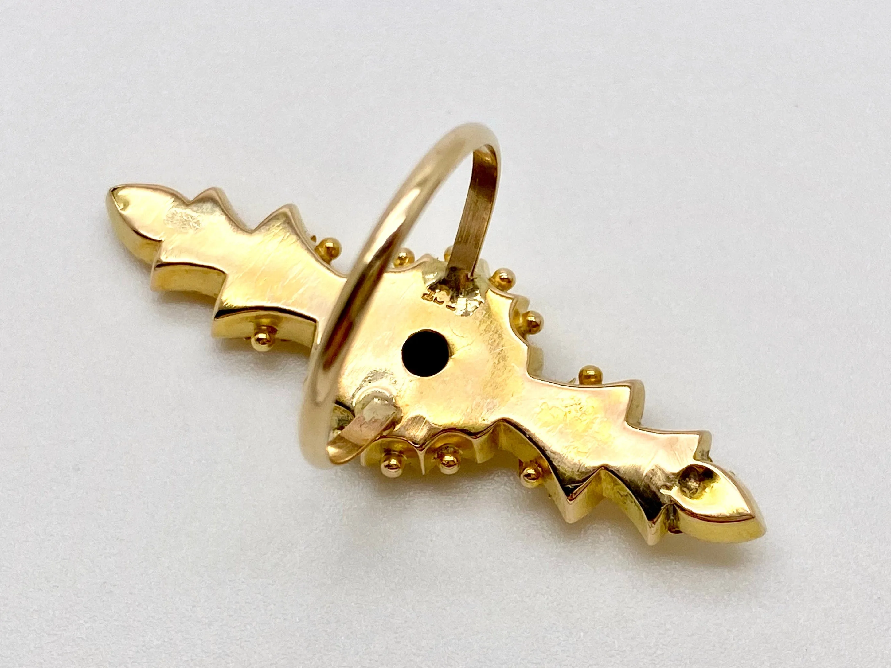 reimagined V I N T A G E / Victorian full finger ring / 15ct gold with a mine cut diamond / size 7.5